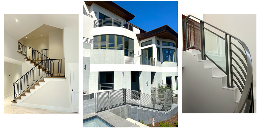 Galvanized steel safety railings for commercial building entrance